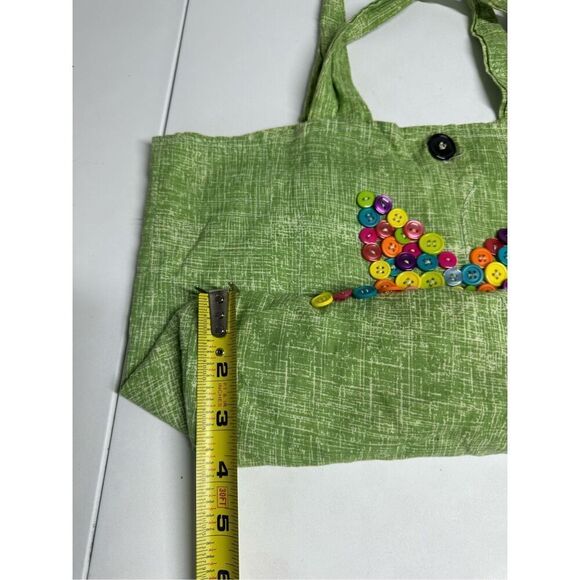 Rare Vintage Handmade Tote Bag Buttons Embroidered Trim Cotton Blend - Picture 6 of 11